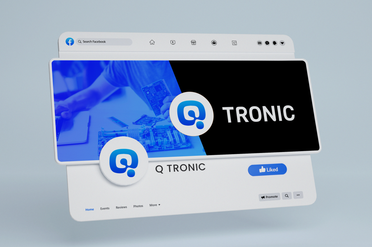 Q Tronic social cover mockup
