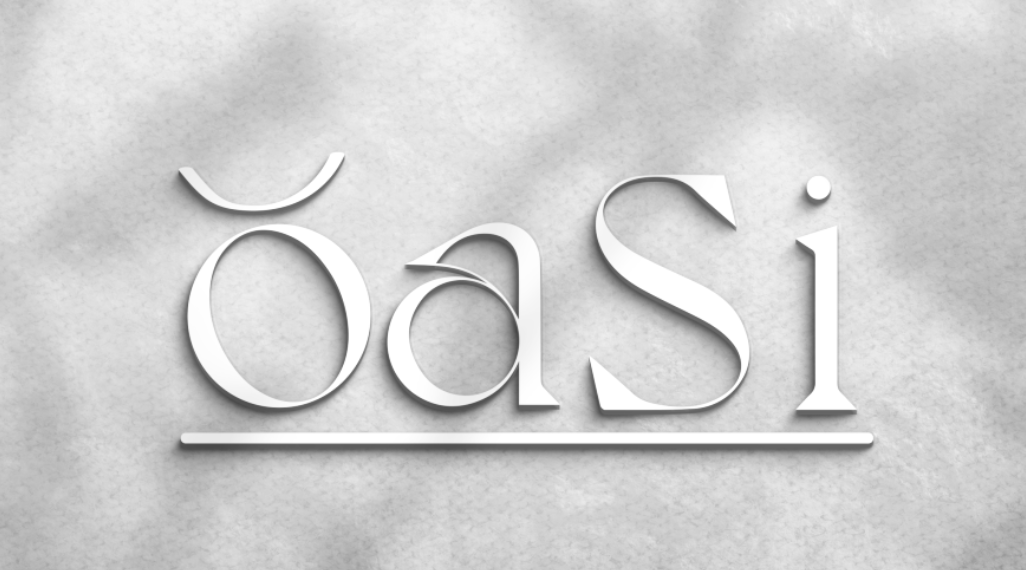 ŏaSi embossed wordmark on plaster